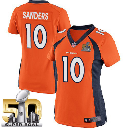 Women's Elite Emmanuel Sanders Super Bowl L Nike Jersey Orange Home - #10 NFL Denver Broncos